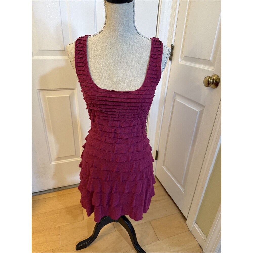 RASPBERRY PINK Chelsea & Violet sleeveless tiered ruffle Dress Size M